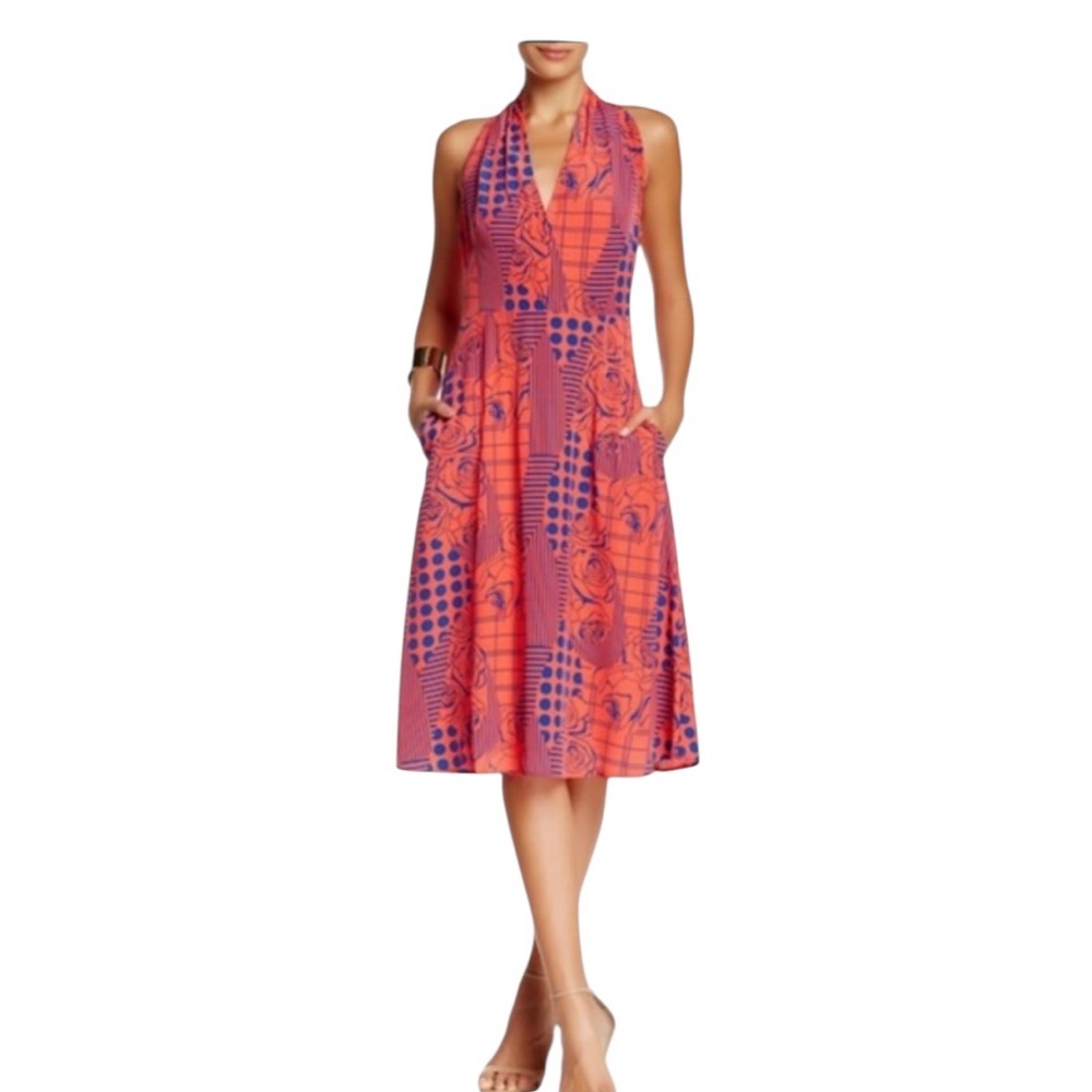 Eva Franco Ace Halter Dress Lined Pockets NWT